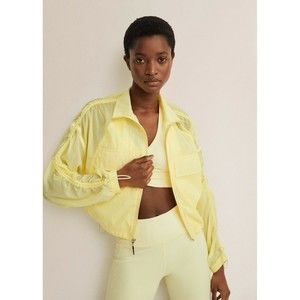 Women's MNG MANGO Yellow Nylon Cropped Windbreaker Jacket Size S